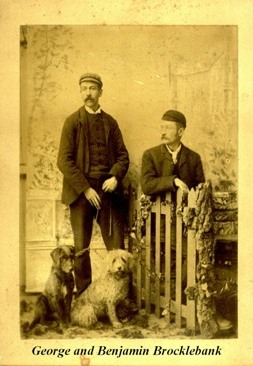 George and Benjamin Brocklebank
"George Brocklebank: (standing) born Cockermouth Cumberland 1861 Occupation Clogger. MY great uncle.\
Benjamin Brocklebank:(seated) born Cockermouth Cumberland 1851 Occupation Tailor: My Great Grandfather"

